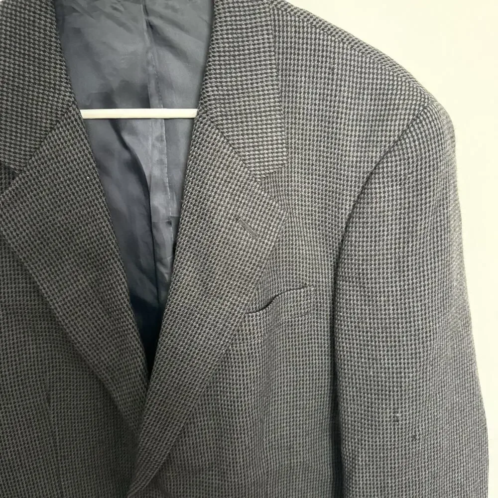 Club Room Mens 100% Wool Blazer Gray Check 2 Button Sport Coat Macy’s Jacket